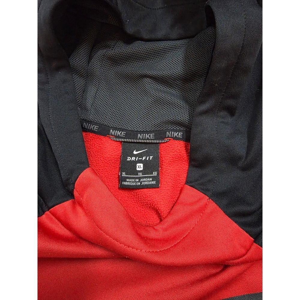 Nike Kids Dri-FIT Red Black Colorblock Pullover Hoodie XL Large Swoosh Logo - Picture 8 of 8